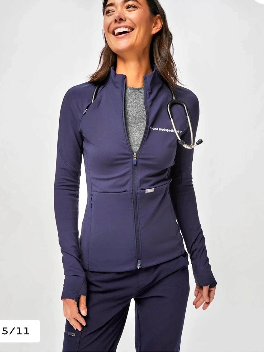 FIGS Technical Collection Scrub Jacket Zip Up Navy XS Like New